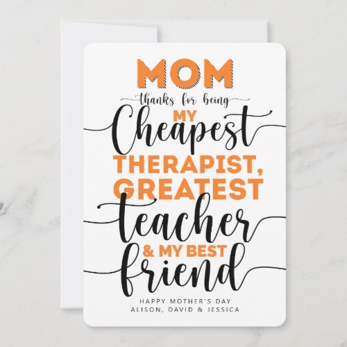 Happy Mothers Day to my best friend Thank You Card