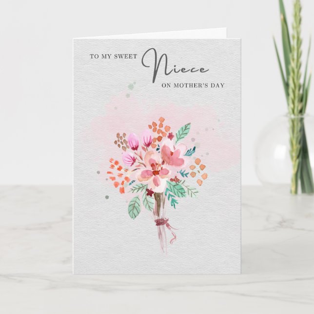 Happy Mothers Day To My Niece Mother's Day Gray Card (Front)
