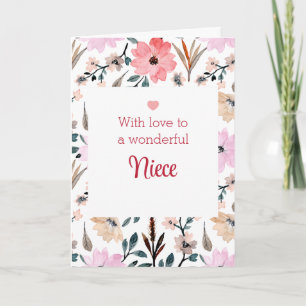 Happy Mothers Day To My Niece White Watercolor Card