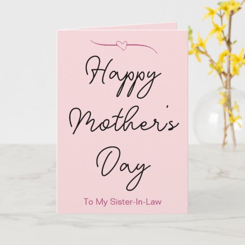 Happy Mothers Day To My Sister_In_Law Pale Pink Card