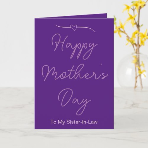 Happy Mothers Day To My Sister_In_Law Purple Card