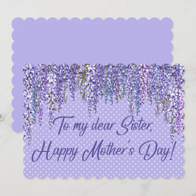 Happy Mother's Day To Sister Wisteria Border (Front/Back)