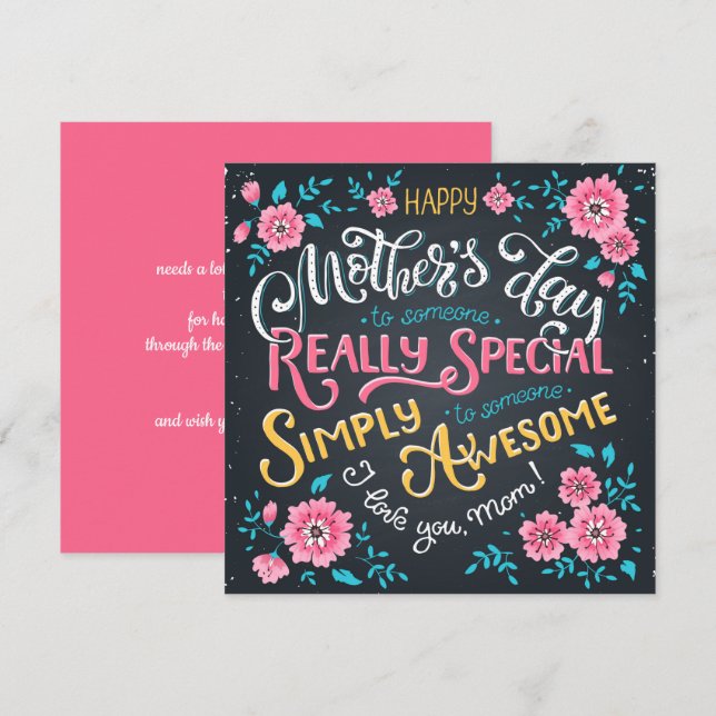 Happy Mother's Day | to Special and Awesome Mom Holiday Card (Front/Back)