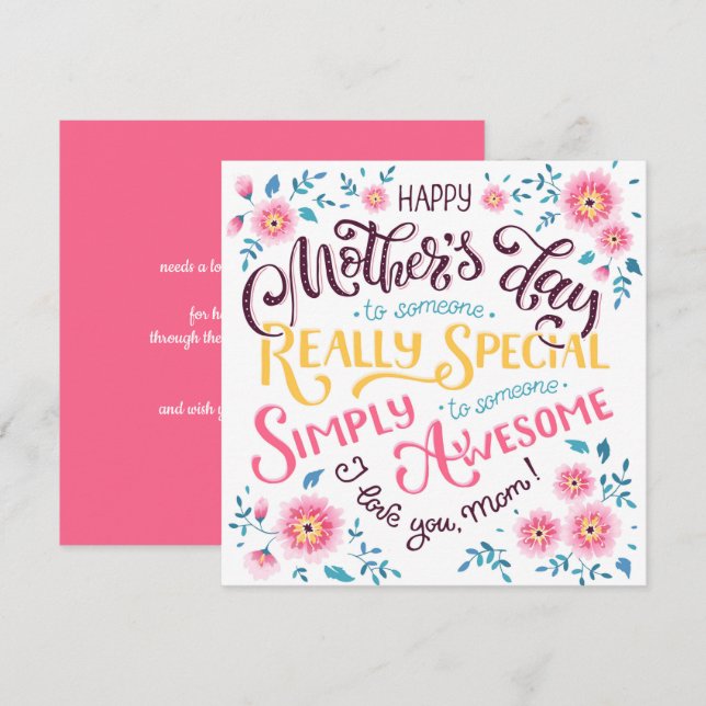 Happy Mother's Day | to Special and Awesome Mom Holiday Card (Front/Back)