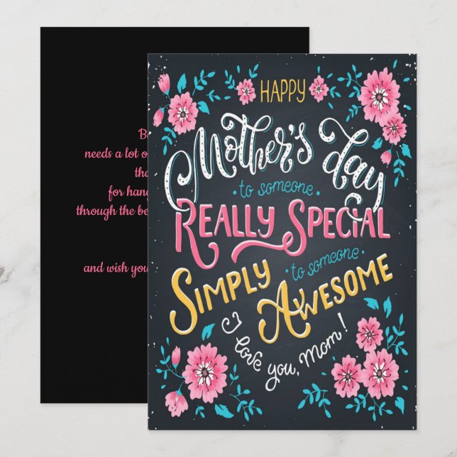 Happy Mother's Day | to Special and Awesome Mom Holiday Card (Front/Back)