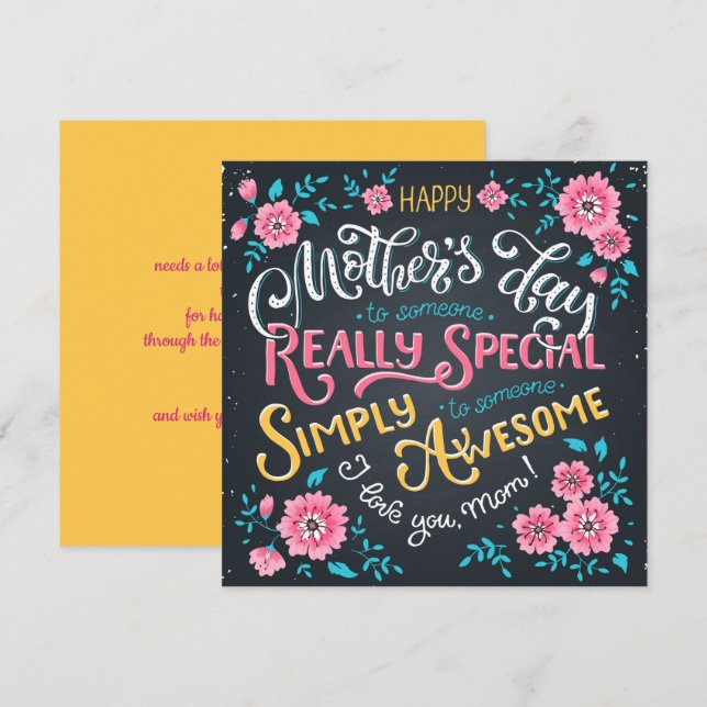 Happy Mother's Day | to Special and Awesome Mom Holiday Card (Front/Back)