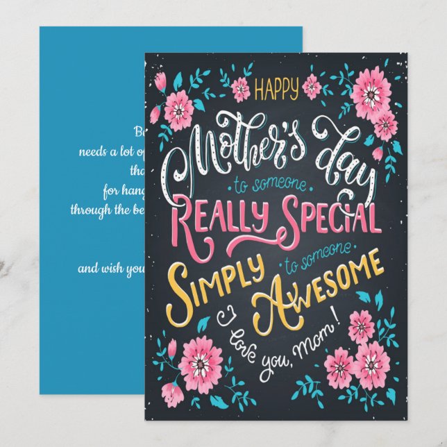 Happy Mother's Day | to Special and Awesome Mom Holiday Card (Front/Back)