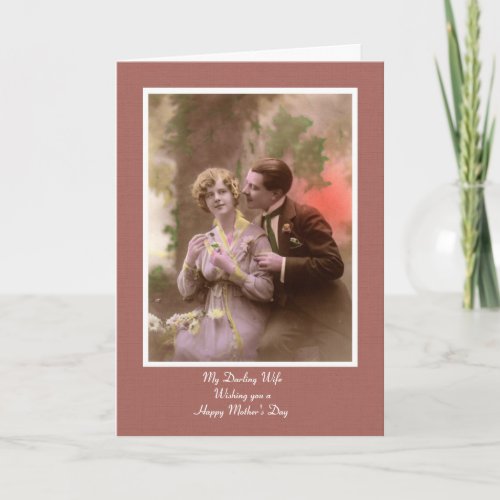 Happy Mothers Day to Wife from husband vintage Card