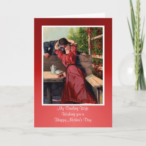 Happy Mothers Day to Wife from husband vintage Card