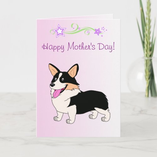 Happy Mothers Day Tricolor Corgi Card