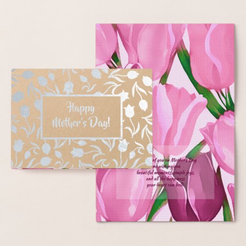 Happy Mothers Day Tulip Painting Luxury  Foil Card