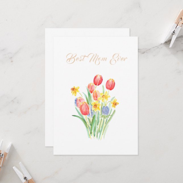 happy mother's day tulips flower cone  card (Front/Back In Situ)