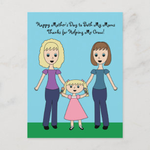 Happy Mother's Day Two Moms Cute Personalize Grow Postcard