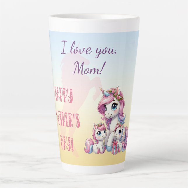"Happy Mother's Day!" Unicorn-Themed Latte Mug (Front)