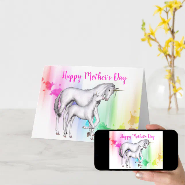 Beautiful Unicorn Mother's Day Card Image Art Beautiful Unicorn Mother's Day Card Image Art