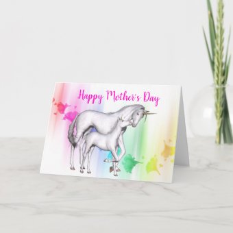 Happy Mother's Day | Unicorn with her Baby Card | Zazzle