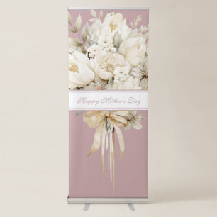 Happy Mother's Day Vanilla cream Floral script Retractable Banner