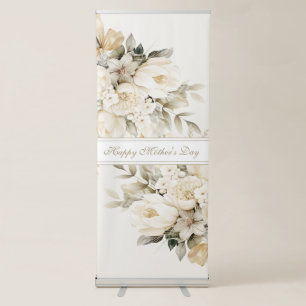 Happy Mother's Day Vanilla cream Floral script Retractable Banner