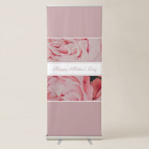 Happy Mother's Day Vanilla Cream Floral script  Retractable Banner