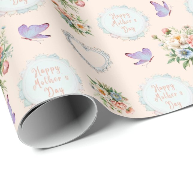 Happy Mother's Day Vanilla Cream   Wrapping Paper (Roll Corner)
