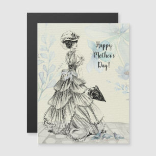 Happy Mother's Day Victorian Woman Parasol Birds