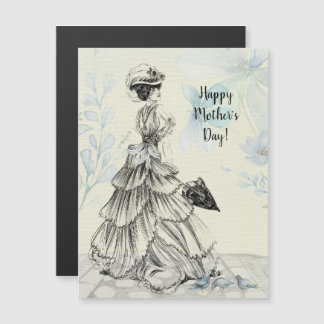 Happy Mother's Day Victorian Woman Parasol Birds