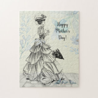Happy Mother's Day Victorian Woman Parasol Birds Jigsaw Puzzle