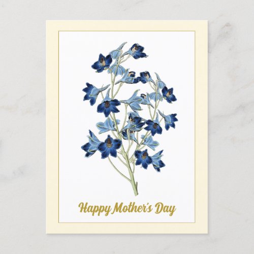 Happy Mothers Day Vintage Blue Bells Flowers Postcard