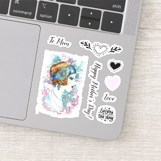 Happy Mother's Day Vintage Flapper Hearts Love Sticker