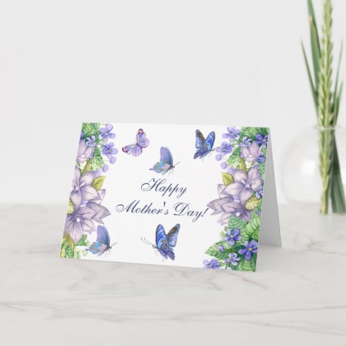 Happy Mothers Day Vintage Floral Butterfly Card
