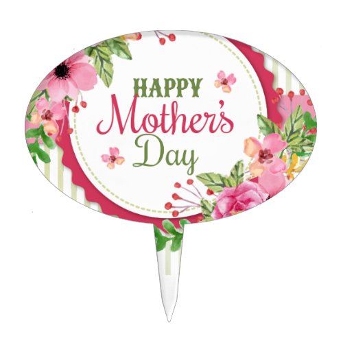 Happy mothers day vintage flower bouquet frame cake topper