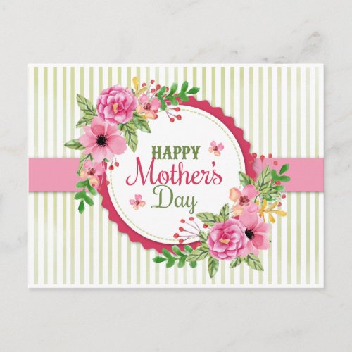 Happy mothers day vintage flower bouquet frame postcard