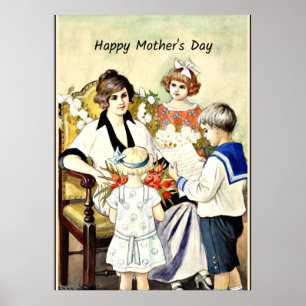 Happy Mother's Day, vintage illustration Poster