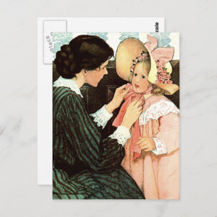 Happy Mother's Day. Vintage Mother and Daughter Postcard