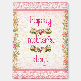 Happy Mother's Day Vintage Pink Lace Style Magnet