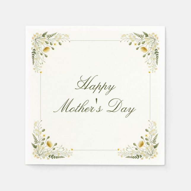 Happy Mother's Day Vintage Wildflower Garden Party Napkins (Front)