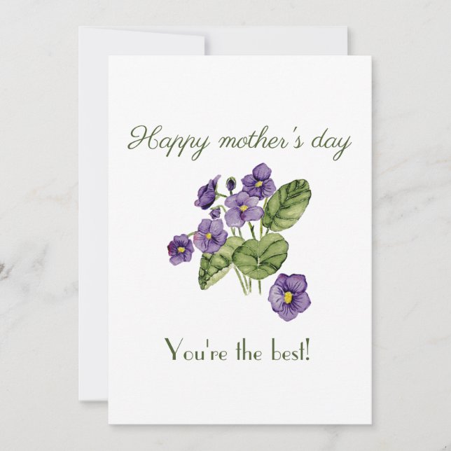 Happy Mother's day Violets Flat Holiday Card (Front)