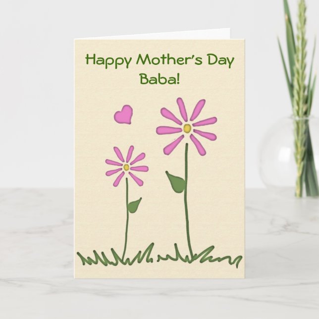 Happy Mother's Day w/ Baby & Baba Flowers card (Front)