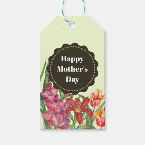 Happy Mothers Day Warm Color Floral Spring Blooms  Gift Tags
