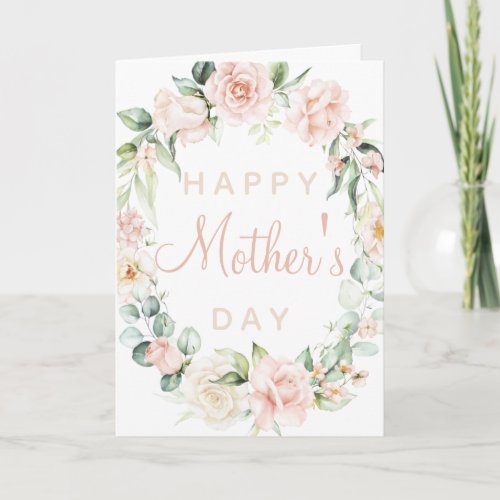 Happy Mothers Day Watercolor Blush Pink Floral Card