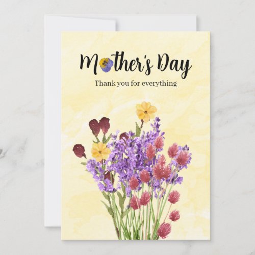 Happy Mothers Day Watercolor Flower Appreciation  Thank You Card