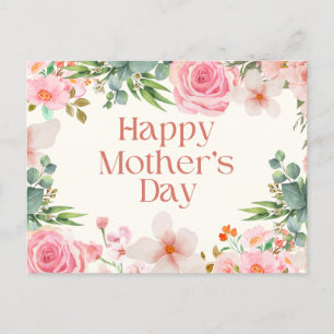 Happy Mother's Day Watercolor Flowers Holiday Postcard