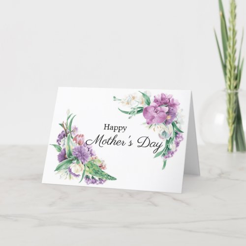 Happy Mothers day Watercolor Lavender Floral Card