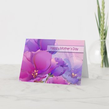 Happy Mother's Day Watercolor Pink Violet Flowers  Card by artofmairin at Zazzle