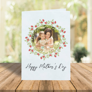 Happy Mother's Day Watercolor Rose Floral Photo Card