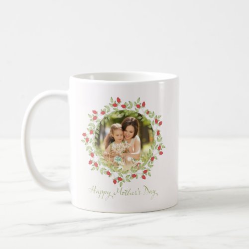 Happy Mothers Day Watercolor Rose Floral Photo Coffee Mug