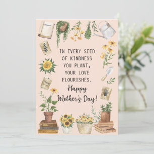 Happy Mother's Day Watercolor Sunflower Gardening Holiday Card