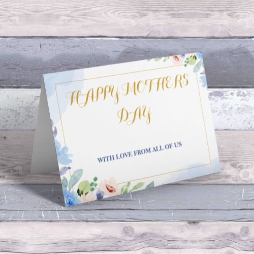 happy mothers day White and Blue Simple eligant Foil Holiday Card