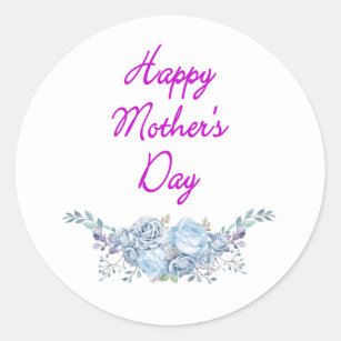 happy mother's day white classic round sticker