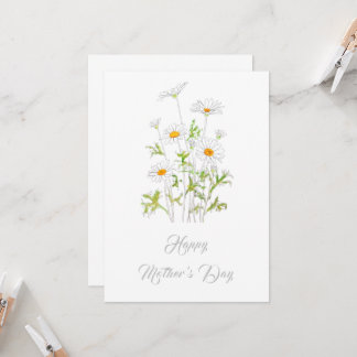 happy mother's day white daisy flowers card